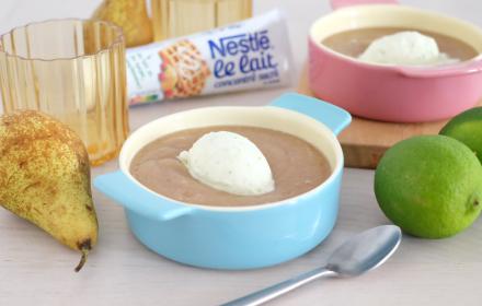Soupe de poires et glace yaourt