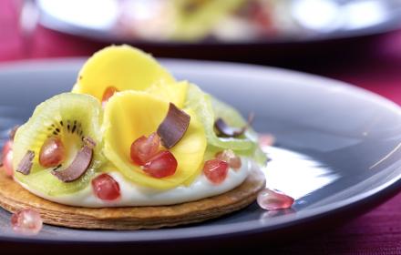 Tartes fines fruits exotiques, mascarpone à la vanille