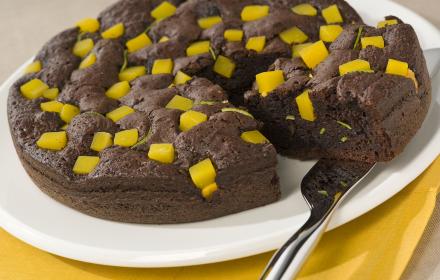Moelleux au chocolat, mangue et citron vert (pas avant avril 2008)