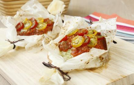 Papillote de cabillaud aux tomates ail et persil
