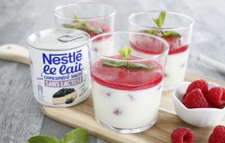Panacotta aux framboises sans lactose