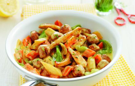 Poêlée de poulet façon poule au pot