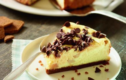 Cheesecake poire et pépites de chocolat au lait