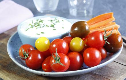 Sauce au fromage blanc ciboulette et légumes croquants