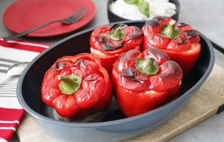 Poivrons farcis au thym et à la mozzarella