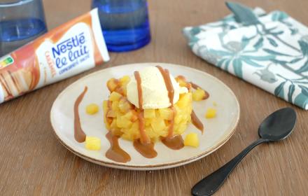 Poelée d'ananas et sauce caramel