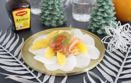 Tartare saumon fumé maison radis noir et orange