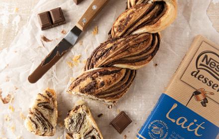 tresse feuilletée au chocolat au lait