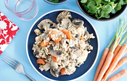Risotto Healthy aux champignons, carottes et poulet
