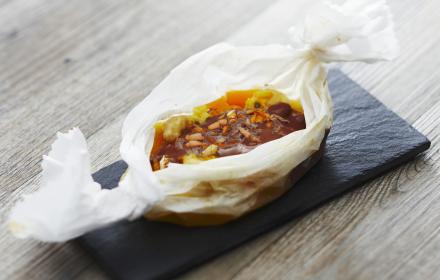 Papillotes de fruits exotiques au chocolat et noix de coco ( exclusivité facebook juin 2011)