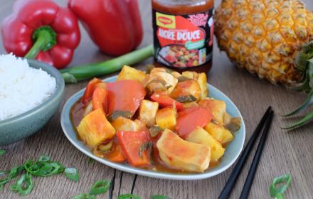 Poulet à l'ananas sauce aigre douce