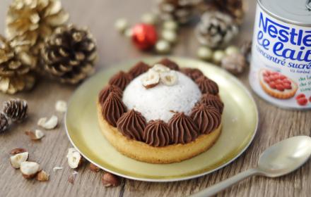 Tartelettes sablées ganache chocolat et glace noisettes Tartelettes sablées ganache chocolat et glace noisettes