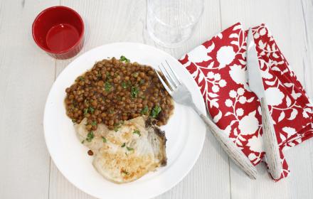 Poêlée de porc aux lentilles