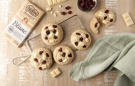 Cookies chocolat blanc et cranberries