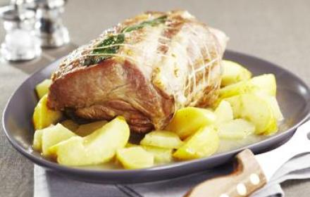 Rôti de porc aux pommes et à l'ananas