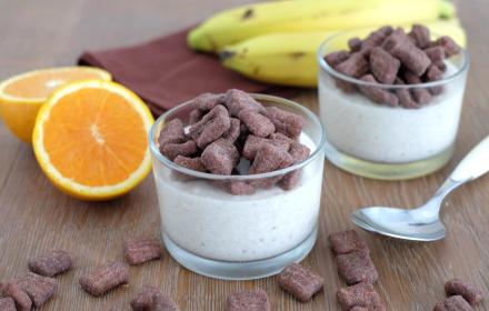 Mousse au fromage blanc banane et céréales