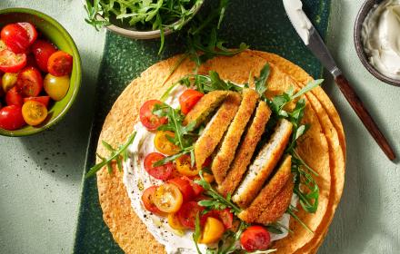 Vegetable tortilla with 99kcal Cauliflower Schnitzel