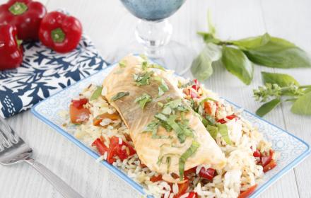 Dos de saumon riz au basilic cookeo