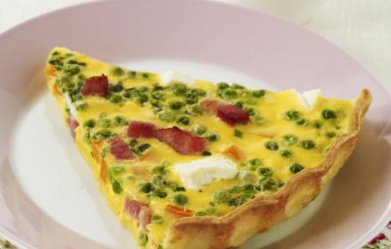 Tarte façon flan petits pois carottes et lardons
