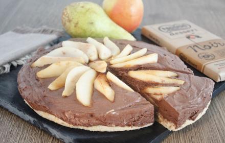 Delice aux noix poires caramelisées et mousse au chocolat