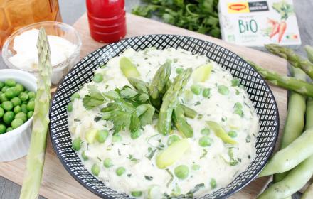 Risotto Primavera végétarien à la bière blanche
