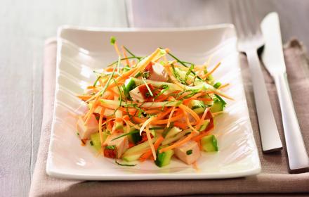 Salade de carottes râpées, pomme vertes aux Dés de jambon