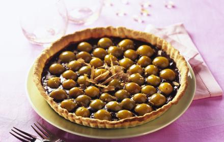 Tarte aux mirabelles et ganache craquante