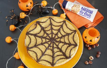 Gâteau moelleux potiron noisettes d'halloween au lait concentré