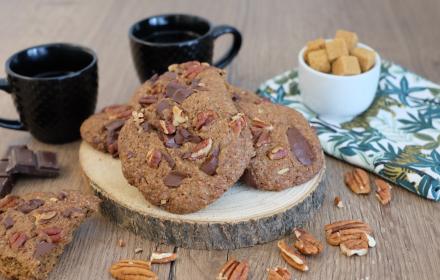 Cookies au café, pépites de chocolat coco pecan