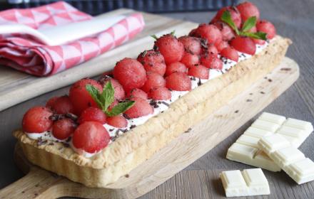 Tarte bande mousse au chocolat blanc pastèque