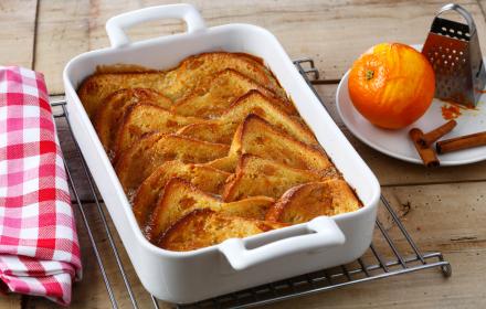 Pudding moelleux aux zestes d'orange et à la cannelle