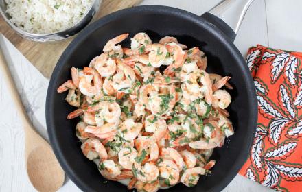 Crevettes crémeuse sauce ail persil