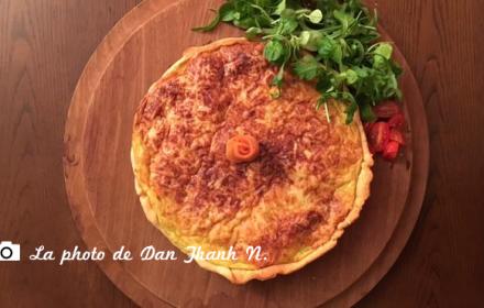 Tarte au deux saumons et creme de poireaux au curry