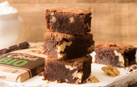 brownies au chocolat noir bio corsé et aux noix