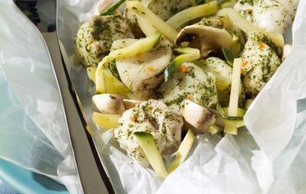 Papillottes de merlu courgette et citron vert