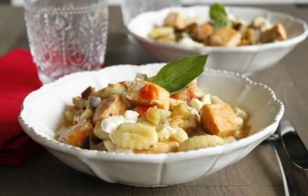 Gnocchi aux dés de saumon et mozarella