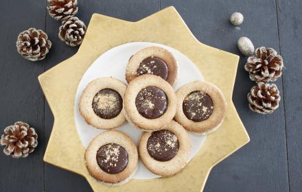 Sablés de Noël noisette coeur de ganache chocolat vegan