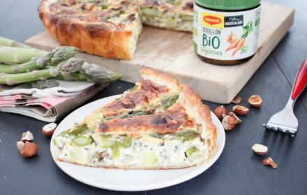 Quiche aux asperges et noisettes