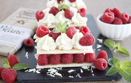 Millefeuilles framboises chocolat blanc