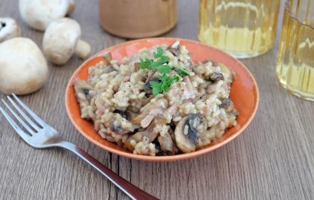 Risotto aux champignons et lardons