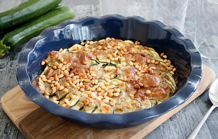 Gratin de courgettes aux pignons