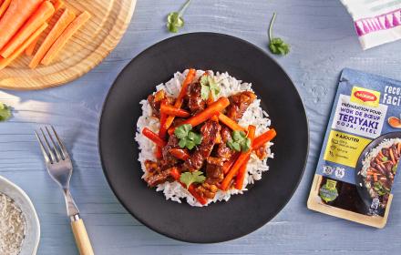 MAGGI Recette Facile! Wok de bœuf Teriyaki soja miel