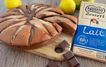 Moelleux au chocolat au lait et poires