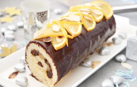 Bûche de Noël orange chocolat au Lait concentré Sucré