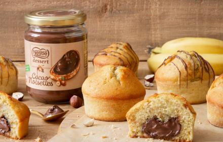 Muffins à la banane et pâte à tartiner