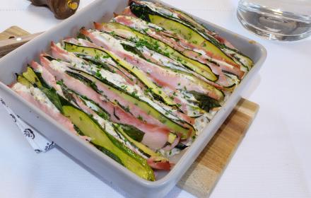 Tian, jambon, courgettes, ricotta, basilic