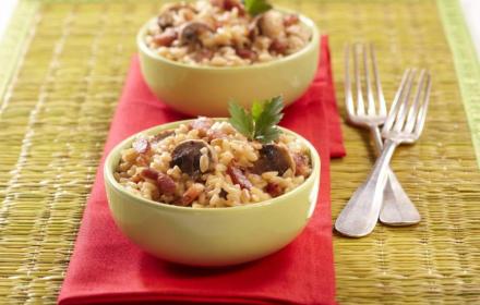 Risotto aux champignons et lardons