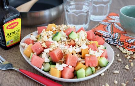 Salade melon pastèque feta