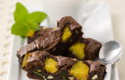 Brownie au chocolat a l'orange et menthe