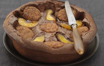 Clafoutis peche chocolat